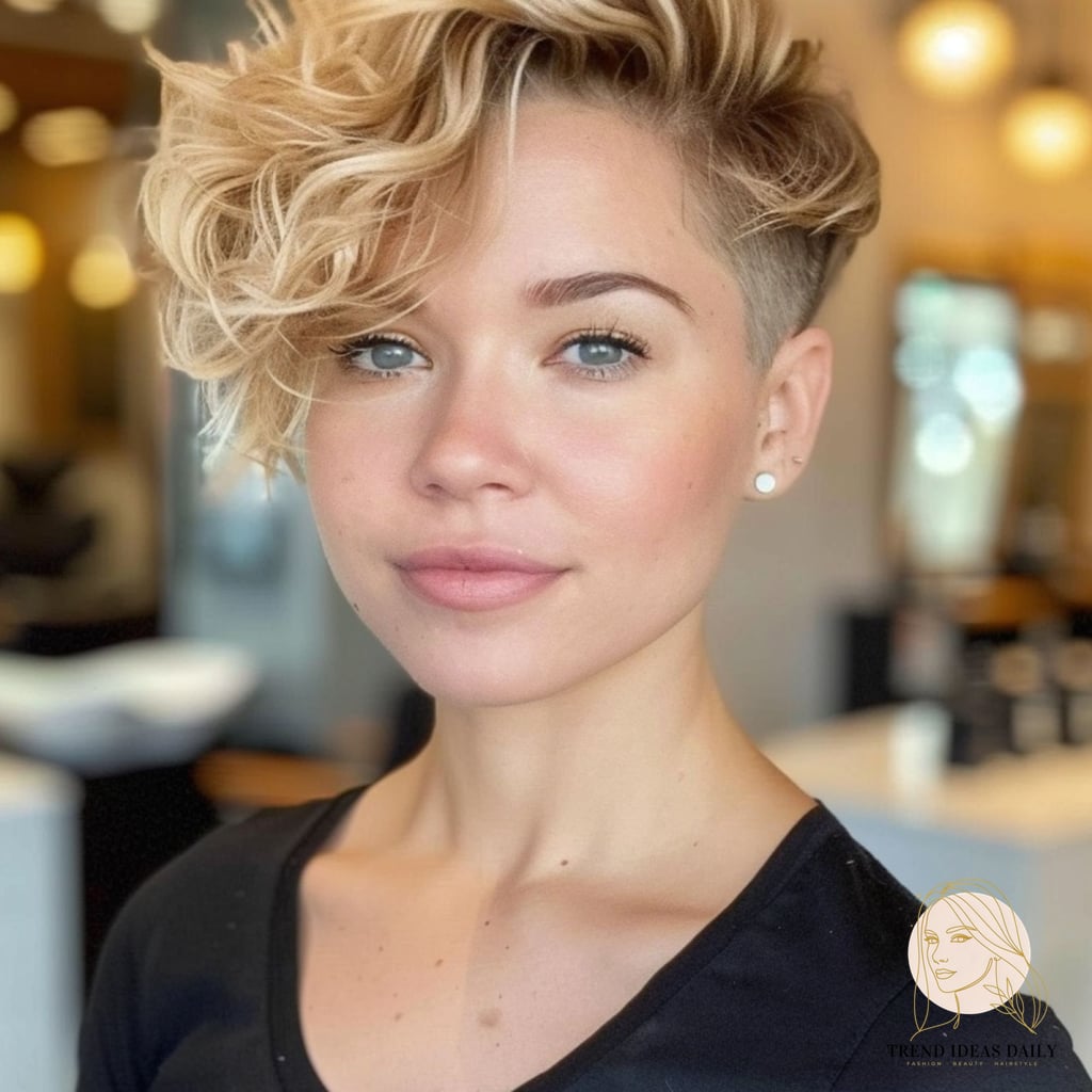 Asymmetric Curly Pixie Hairstyle