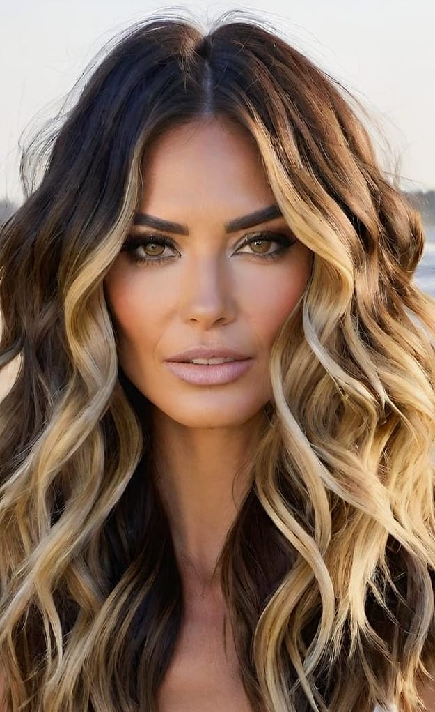 Beach Waves with Center Part