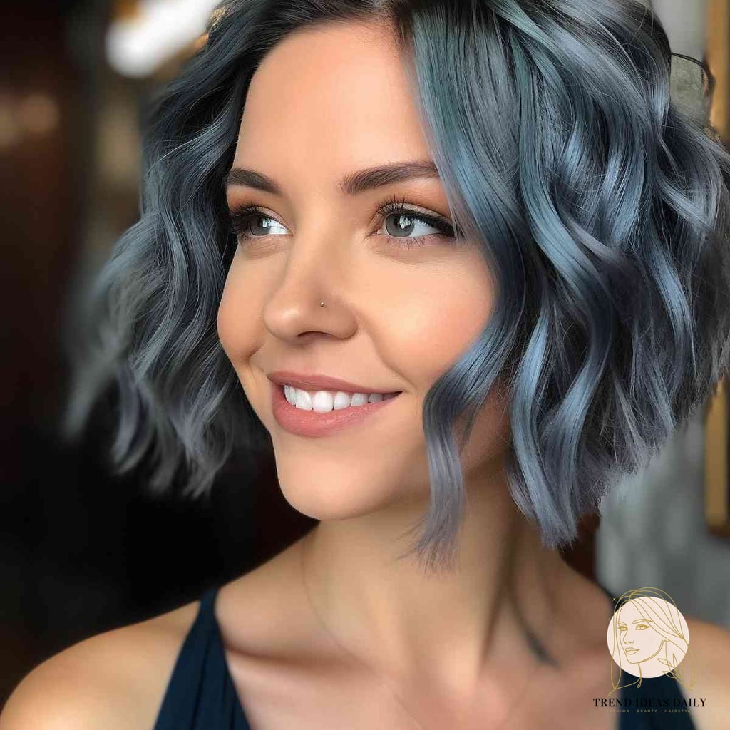 22 Short Hair Wavy Hair to Save Before They Blow Up 2 Blue Metallic Inverted Hair