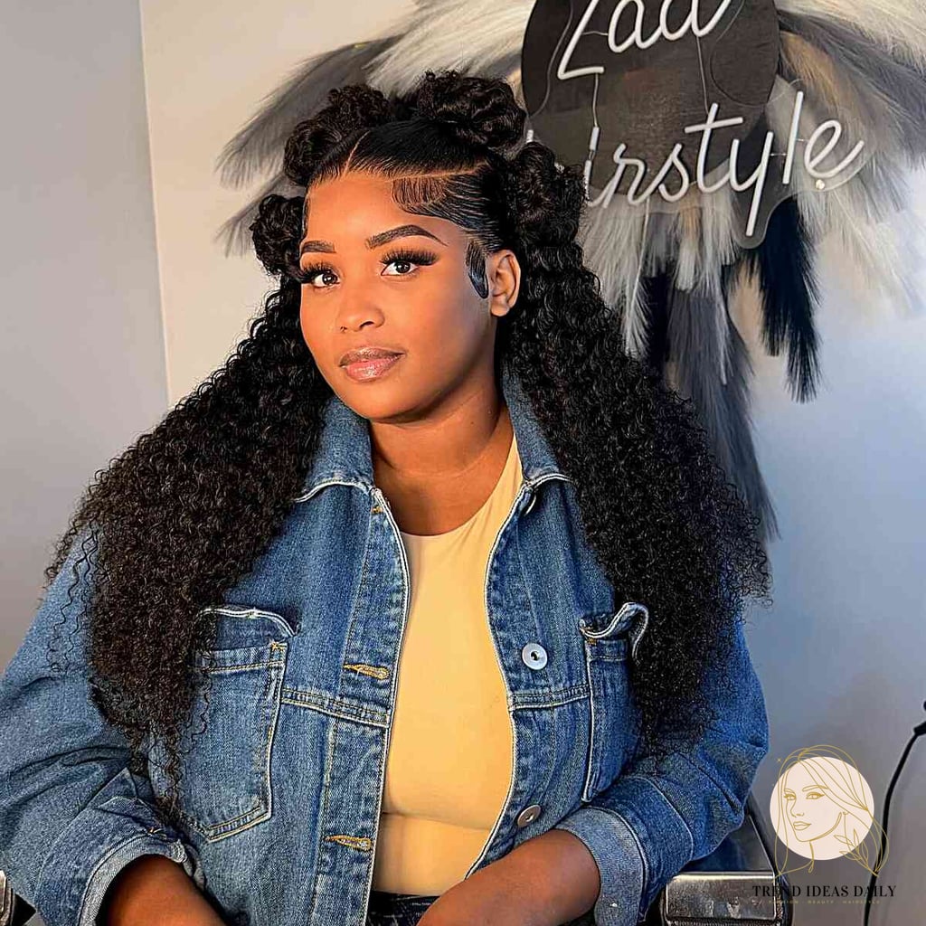 10 Baddie Hairstyles For Short Hair Perfect for Your Next Salon Appointment 8 Bold Curly Half-Up Hairstyle with Defined Edges