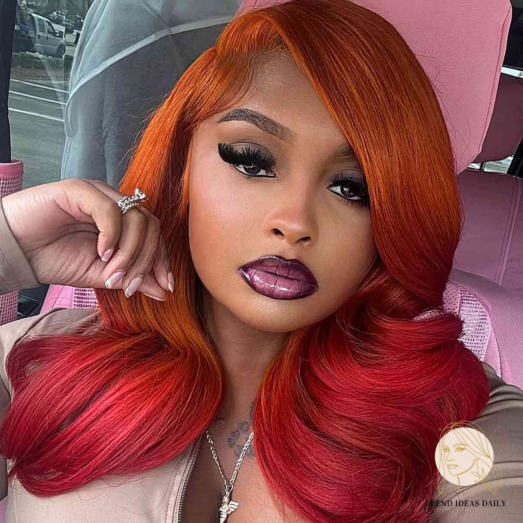 10 Baddie Hairstyles For Short Hair Perfect for Your Next Salon Appointment 5 Bold Ombre Waves with Vibrant Red Highlights