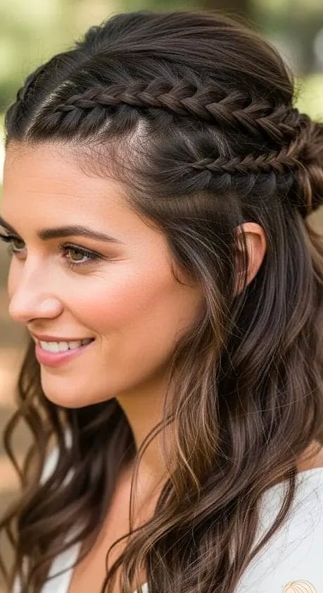 Braided Half-Up with Loose Curls