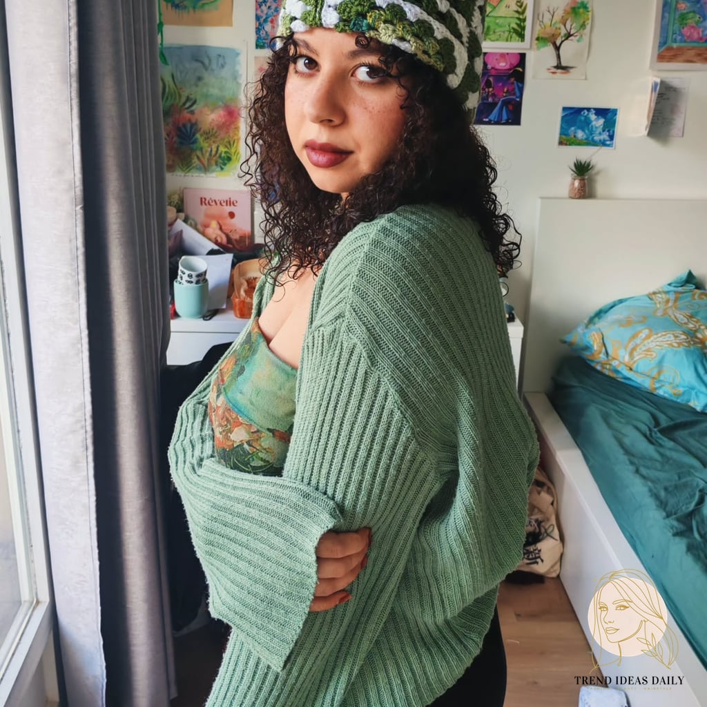 Casual Spiral Curls with Vibrant Knit Beanie