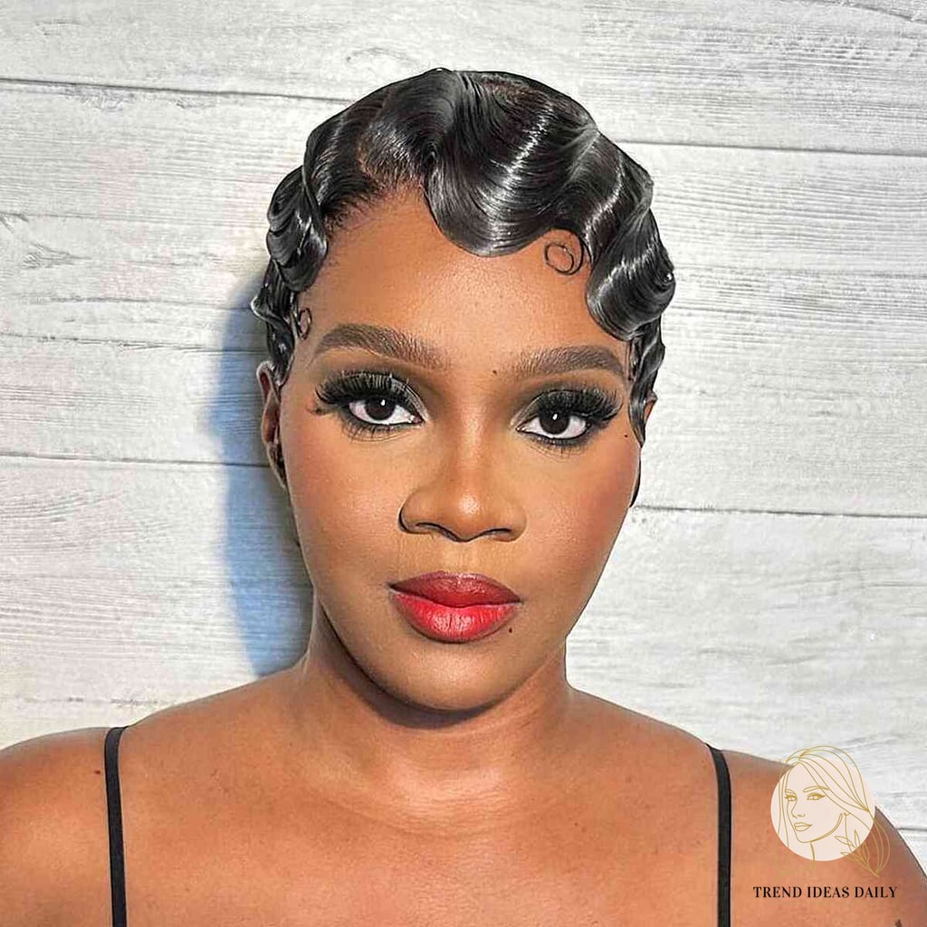 12 Easy Hairstyles For Short Hair Black to Show Your Stylist ASAP 10 Chic Finger Waves with a Weave