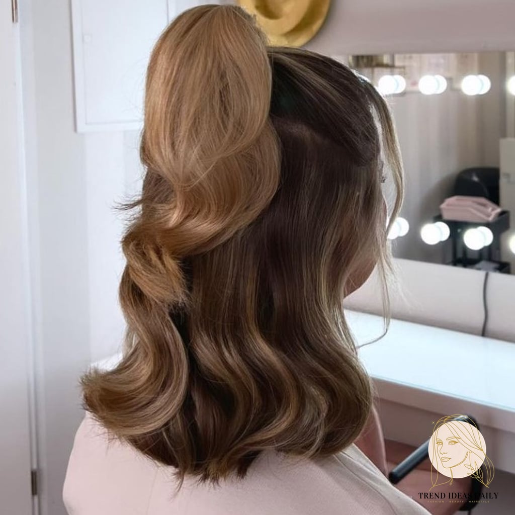 20 Half Pony Hairstyles For Short Hair That Are Actually Easy to DIY 2 Chic Wavy Half Up Pony on Short Hair