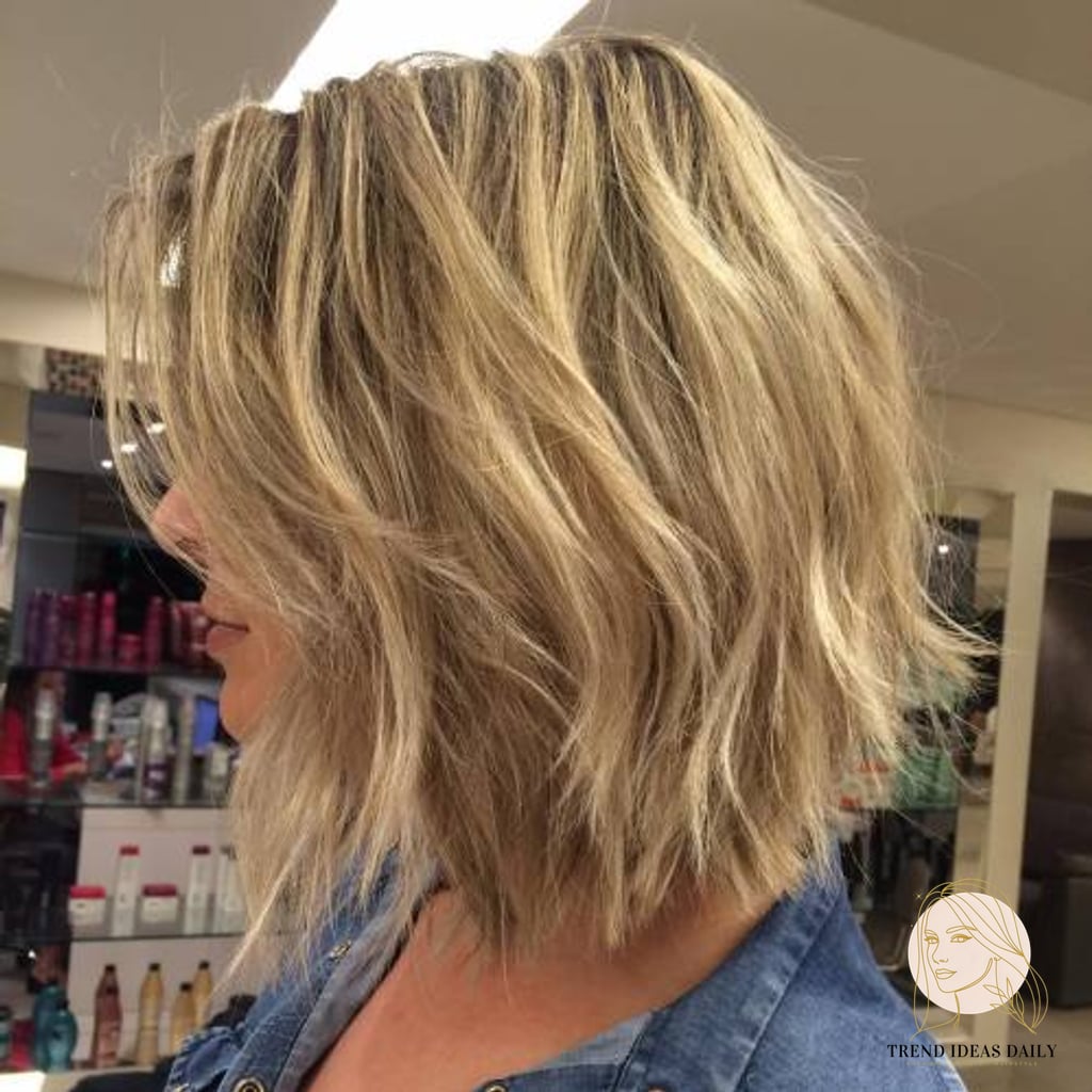 25 Pretty Hairstyles For Medium Hair for When You Need a Fresh Change 6 Choppy Blonde Bob