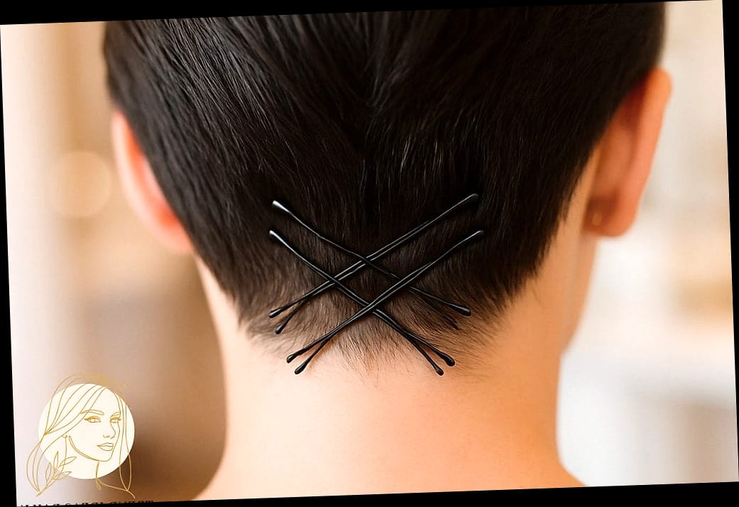 23 Bobby Pin Hairstyles For Short Hair for When You Need a Fresh Change 6 Crisscross Pixie Pins