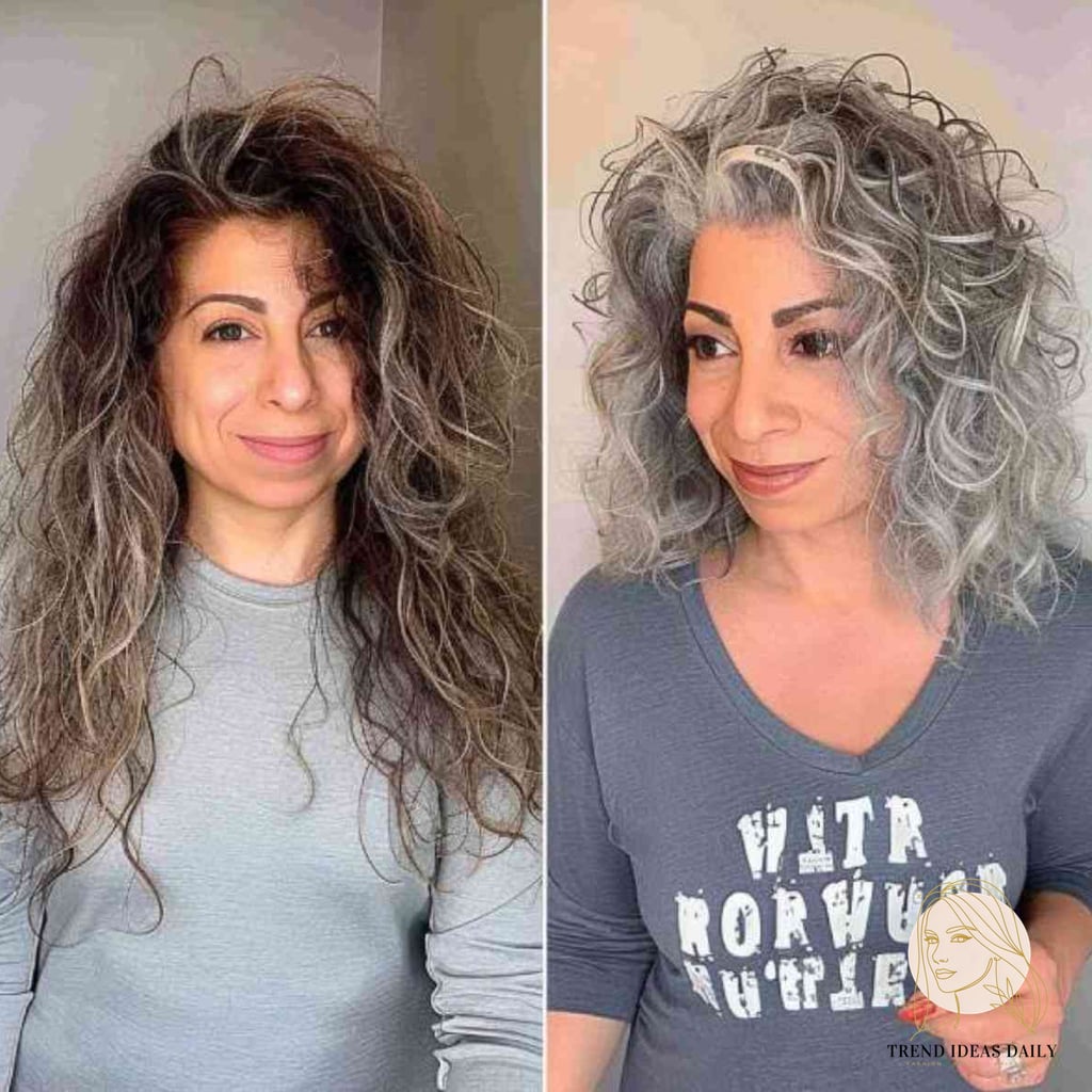 10 Stunning Hairstyles For Medium Length Curly Hair Worth Bookmarking Today 10 Curls with Grey Ombre