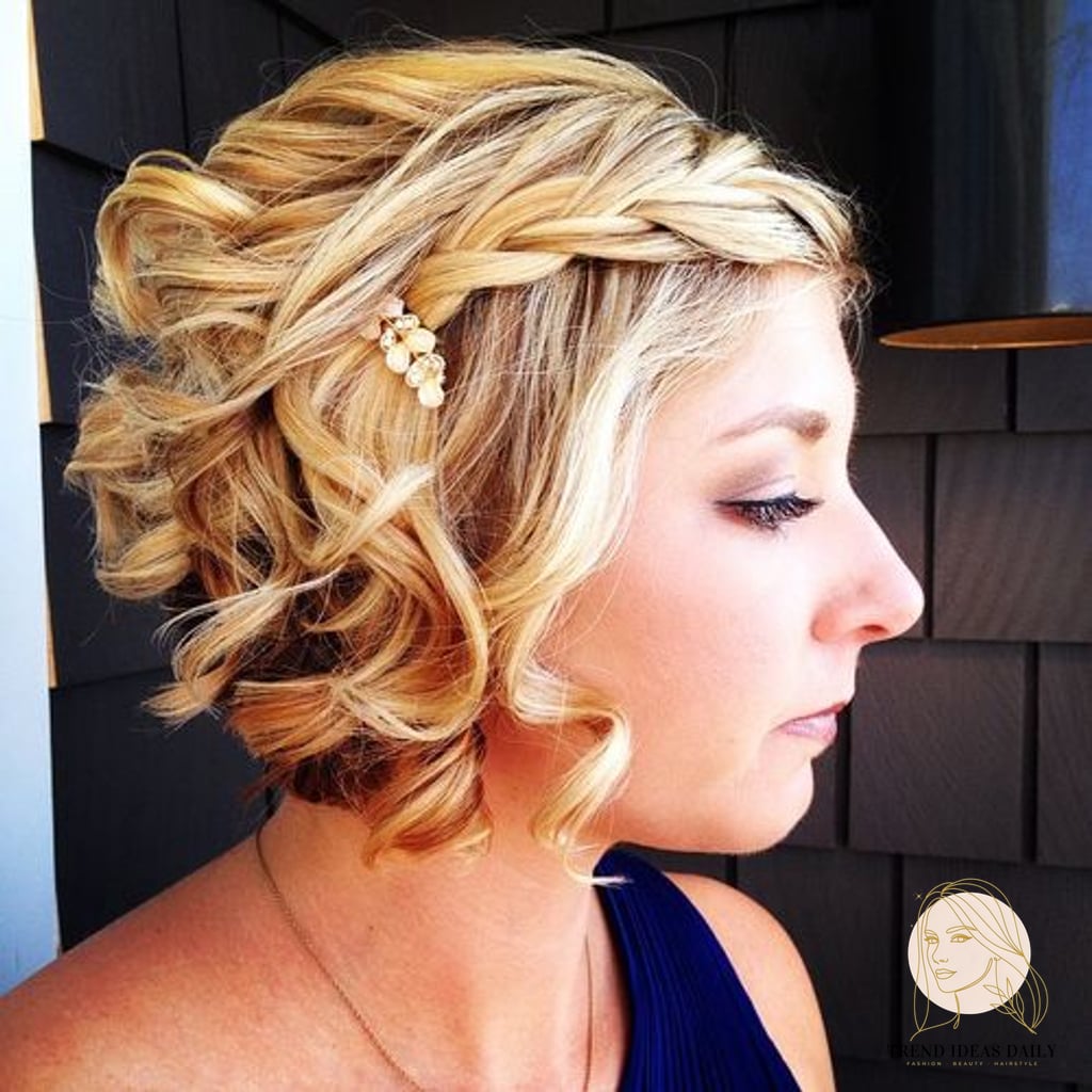 17 Stunning Cute Prom Hairstyles For Short Hair Worth Bookmarking Today 7 Curly Bob with a Side Braid