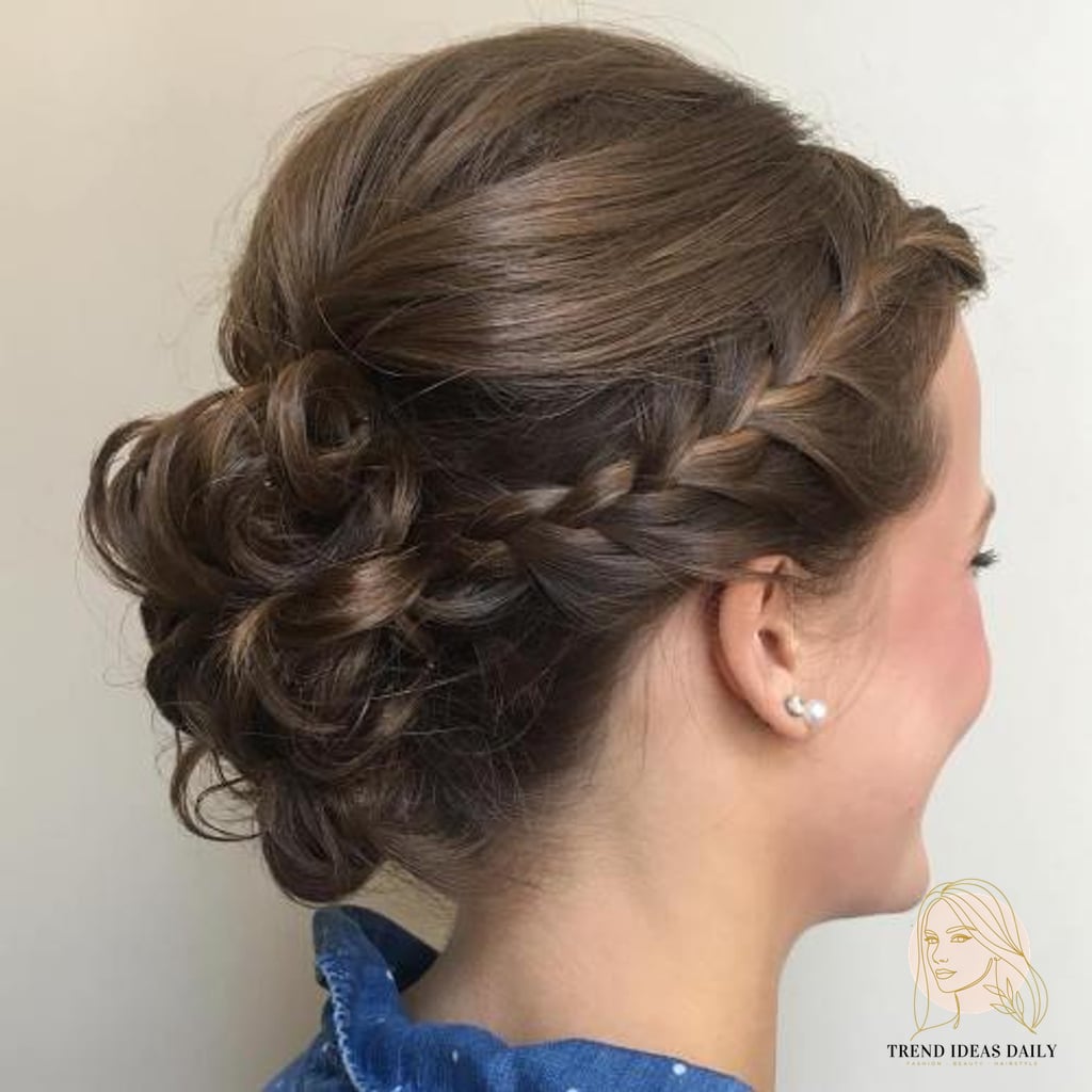Curly Bun with a French Braid