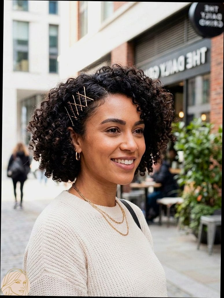 23 Bobby Pin Hairstyles For Short Hair for When You Need a Fresh Change 12 Curly Pin Tuck
