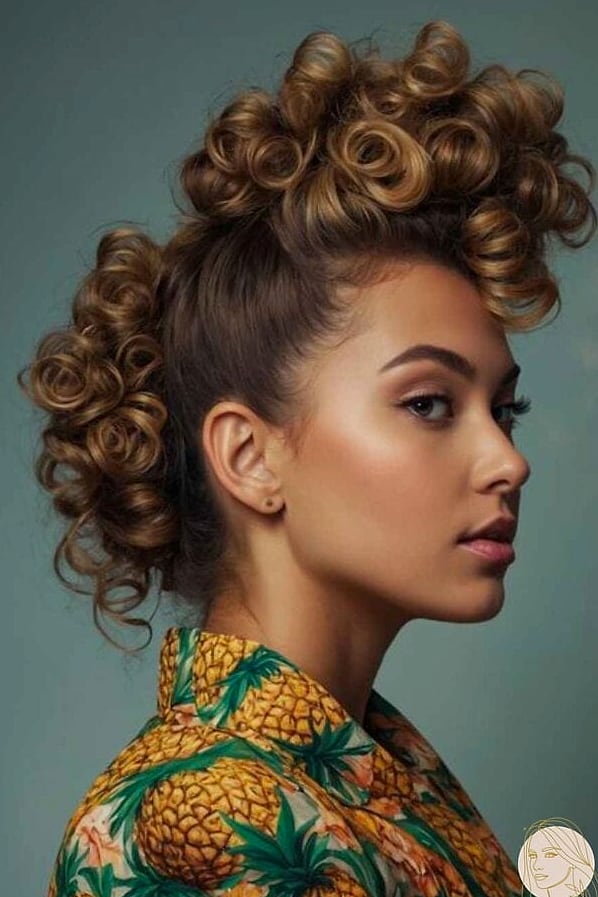Curly Pineapple Updo