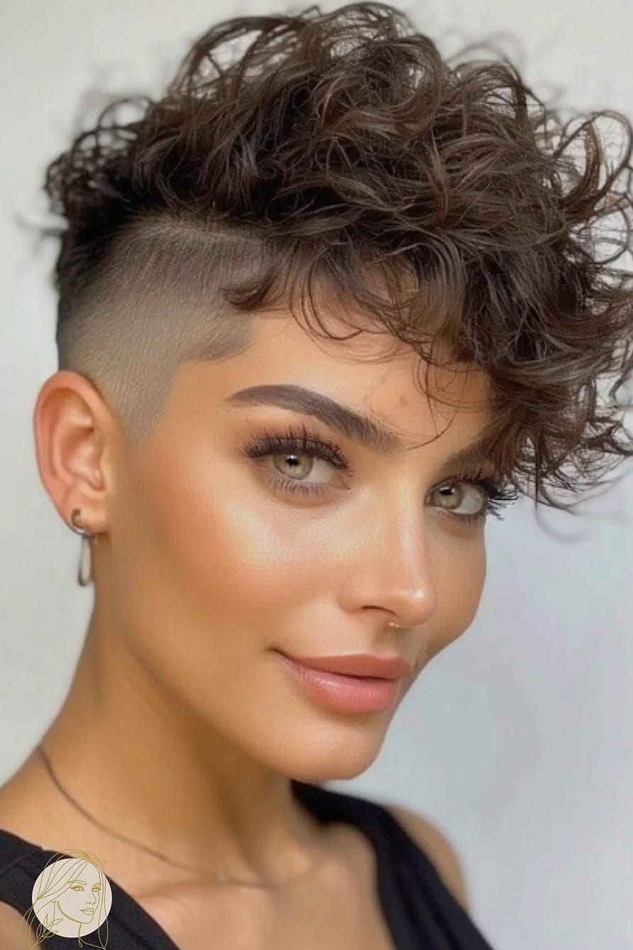 Curly Pixie with Undercut Design