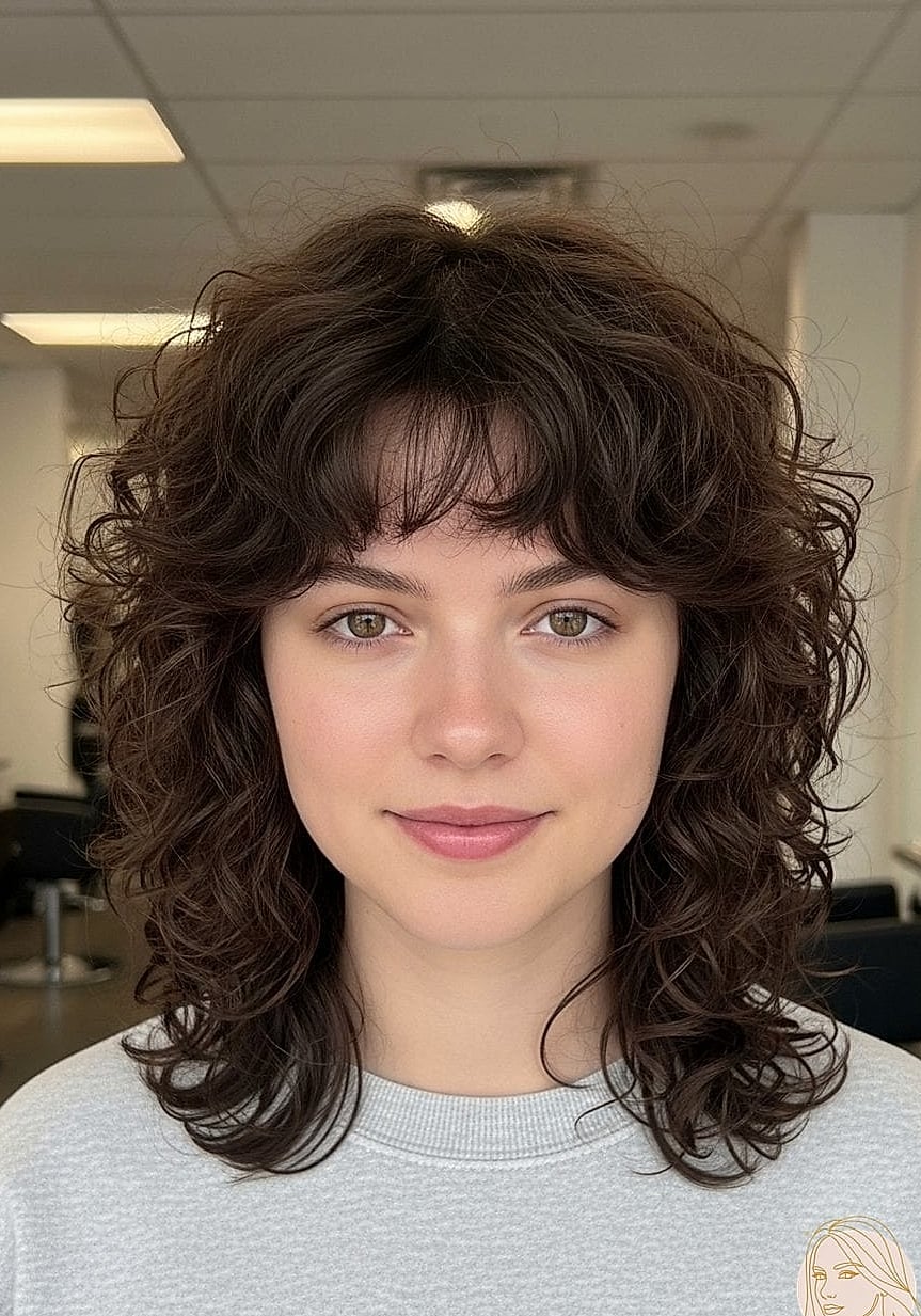 Curly Shag with Curtain Bangs