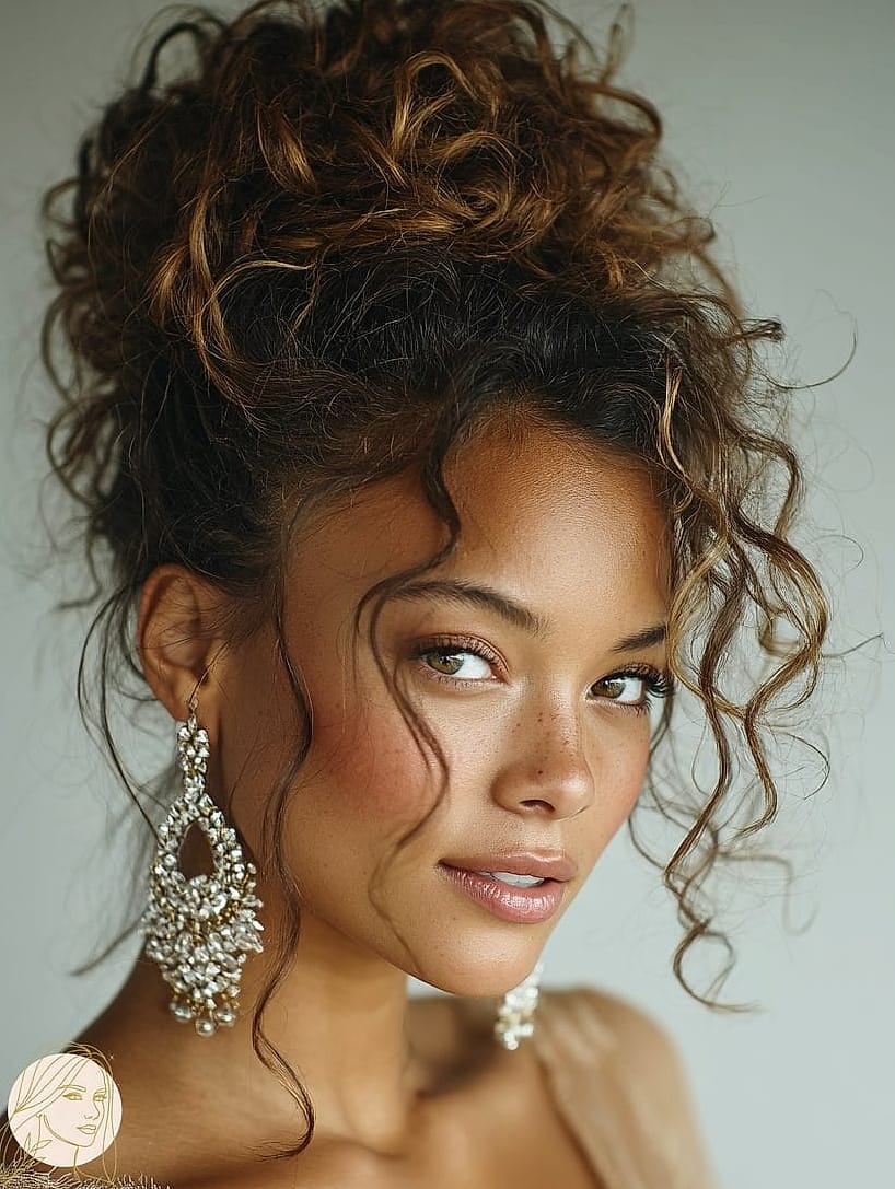 Curly Updo with Statement Accessories