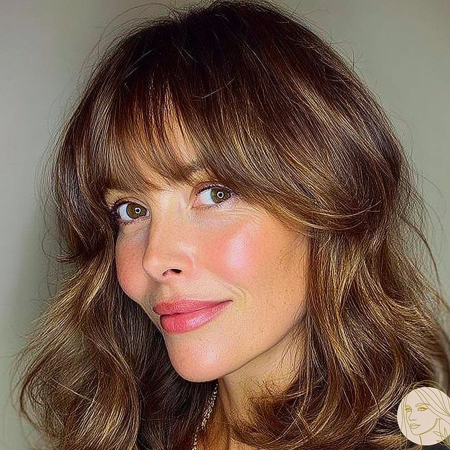 Curtain Bangs with Face-Framing Layers