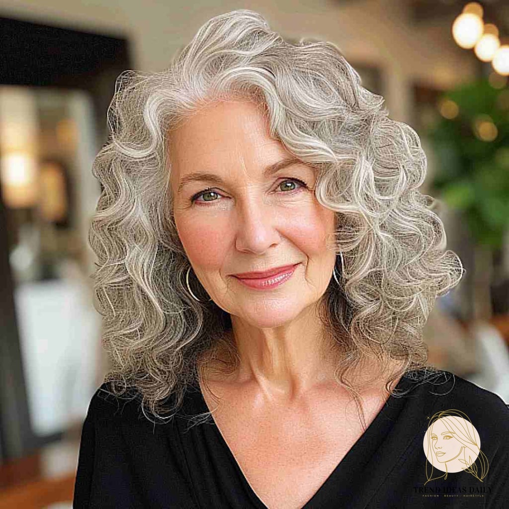 25 Cute Hairstyles For Medium Hair Curly Perfect for Your Next Salon Appointment 16 Cute Cut for Older Women