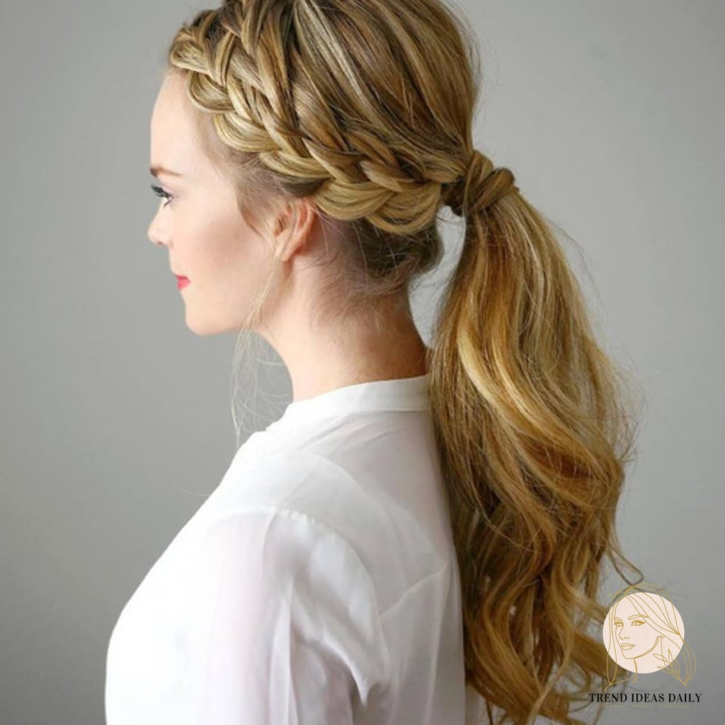 11 Easy Ponytail Hairstyles Medium We're Obsessed With Right Now 3 Double French Braid Crown