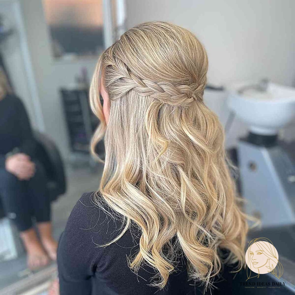 Easy Half Updo with Three Strand Braid