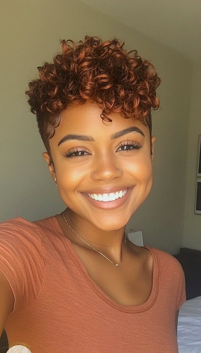 Faded Curls with Color Highlights