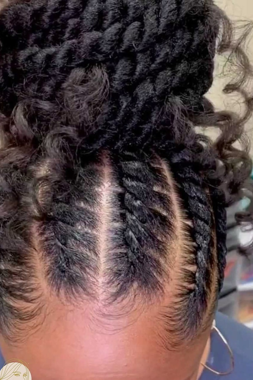 12 Flat Twist Hairstyles For Short Hair for the Ultimate Glow Up 6 Flat Twist Updo with Bun