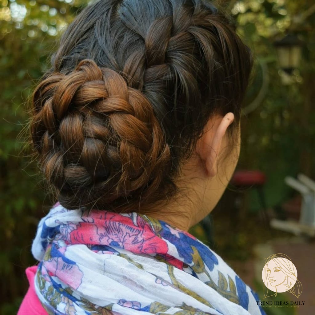 15 Glam Hairstyles For Short Hair Everyone Is Pinning Right Now 3 French Braid Chignon Bun