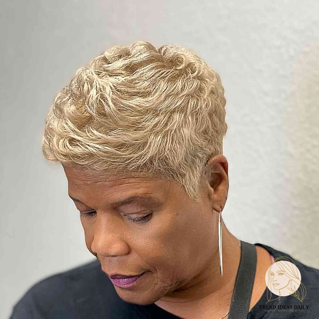 12 Easy Hairstyles For Short Hair Black to Show Your Stylist ASAP 2 Gorgeous Blonde Pixie Cut for Older Women