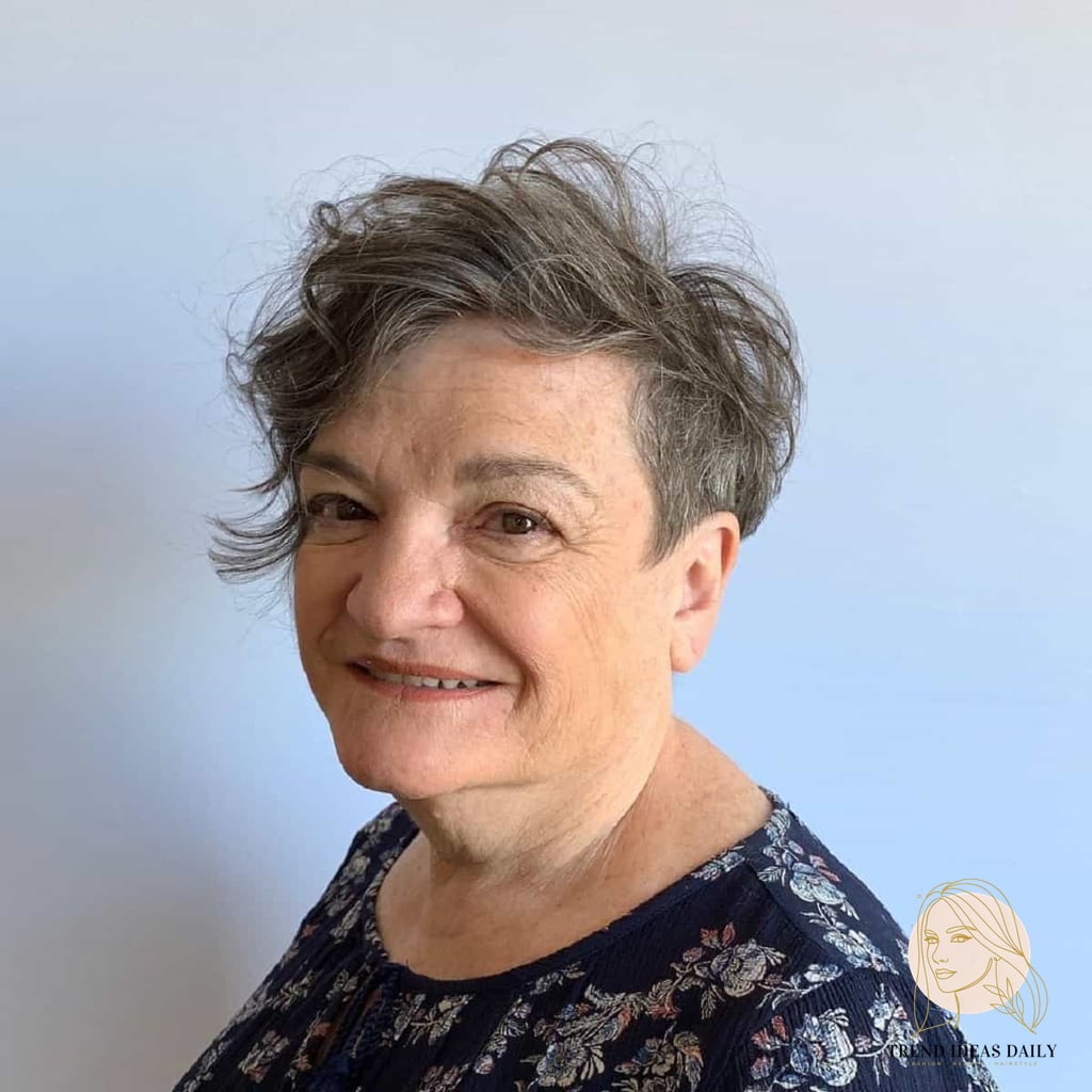 Grey Asymmetrical Pixie for Women Over 60