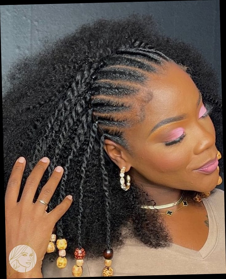 12 Flat Twist Hairstyles For Short Hair for the Ultimate Glow Up 10 Half-Up Flat Twist Style