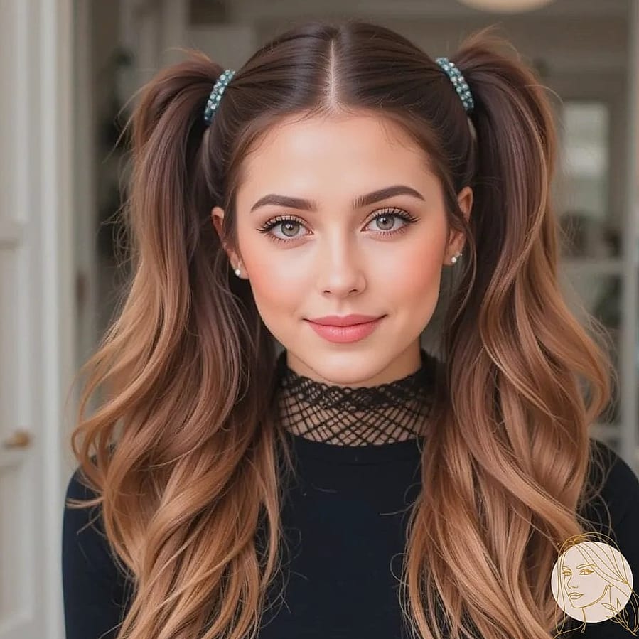 17 Pig Tails Hairstyles Short Hair That Prove This Trend Is Here to Stay 10 Half-Up Pigtail Buns