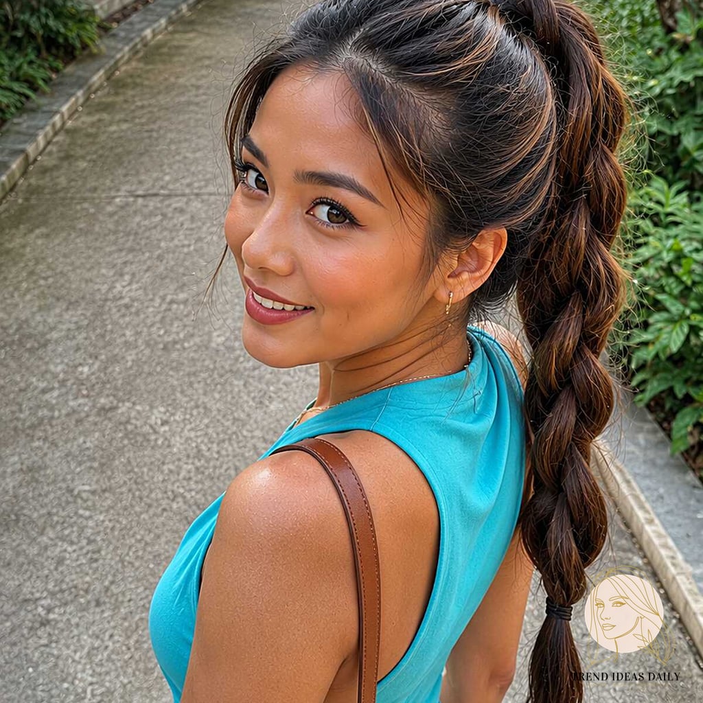 High Bubble Braid Ponytail with Loose Pieces