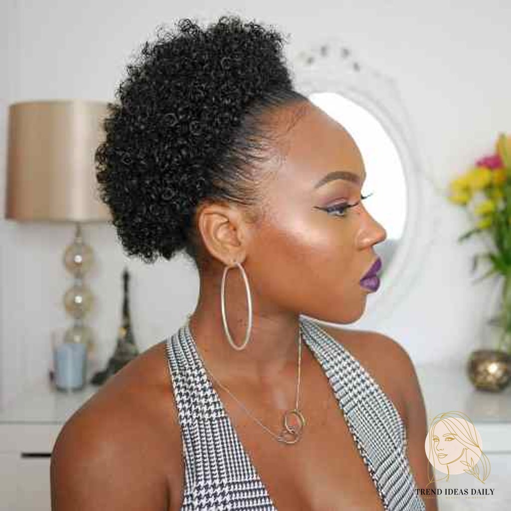 16 Hair Styles For Short Hair Curly That Are Actually Easy to DIY 9 High Puff