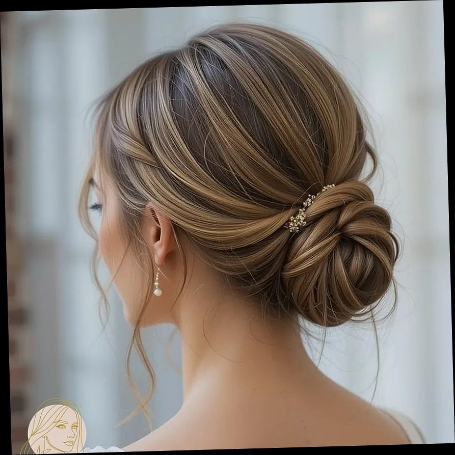 Low Twisted Bun for Thick Hair with Soft Texture