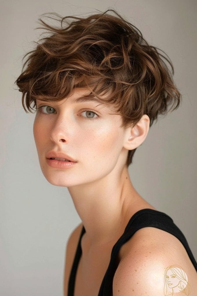 22 Short Hair Wavy Hair to Save Before They Blow Up 11 Pixie with Long Curly Bangs