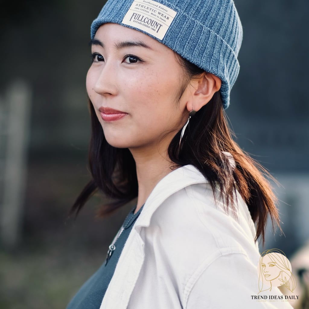 Polished Medium-Length Waves with Slate Beanie