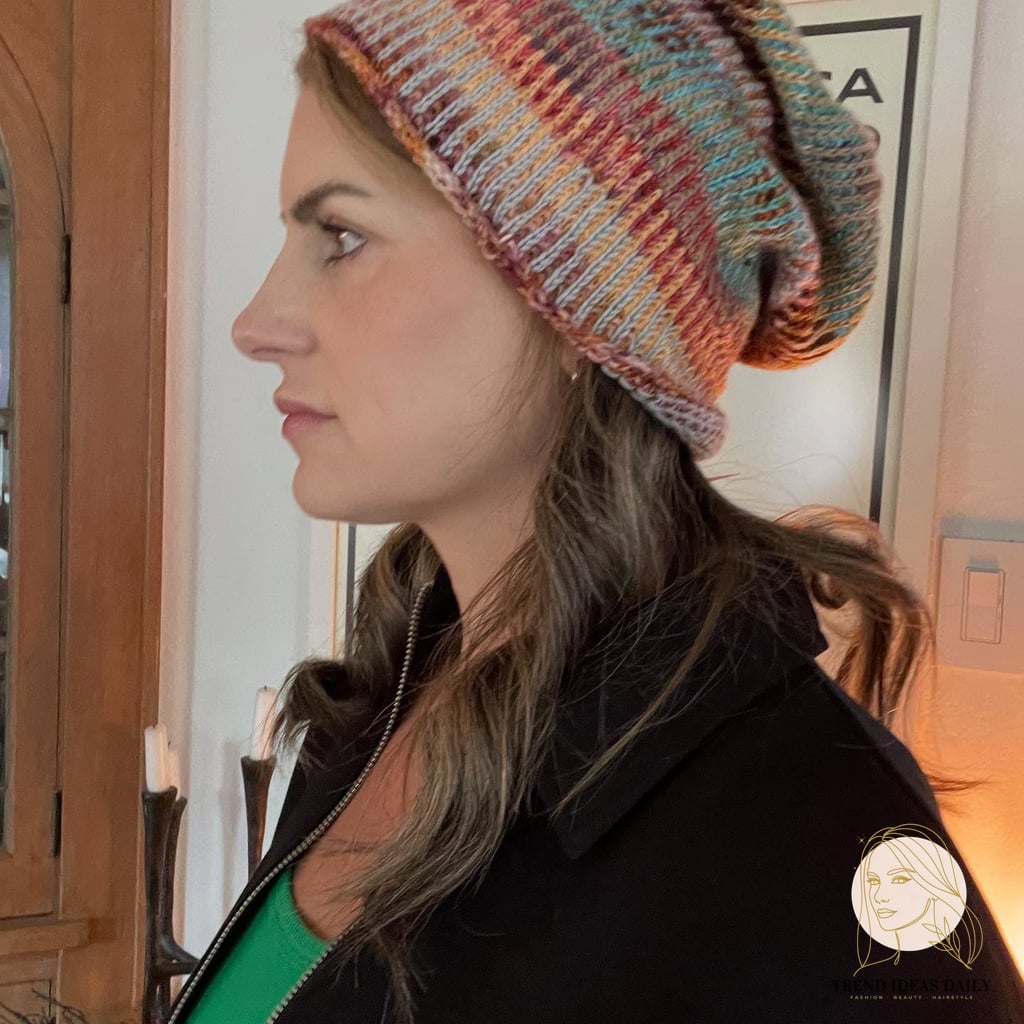 Relaxed Waves with Colorful Knit Slouch Beanie