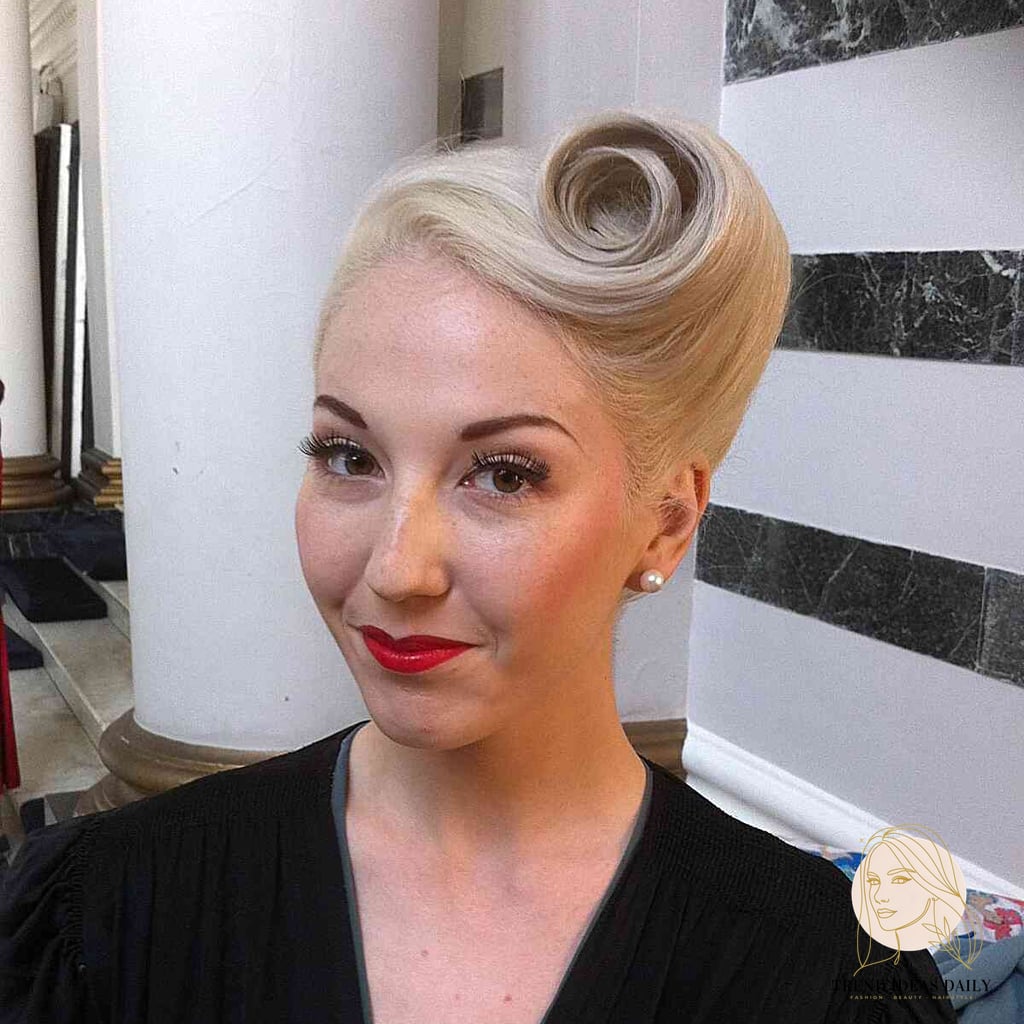 30 Quick And Easy Hairstyles For Short Hair That Are Actually Easy to DIY 18 Retro Victory Roll Bangs
