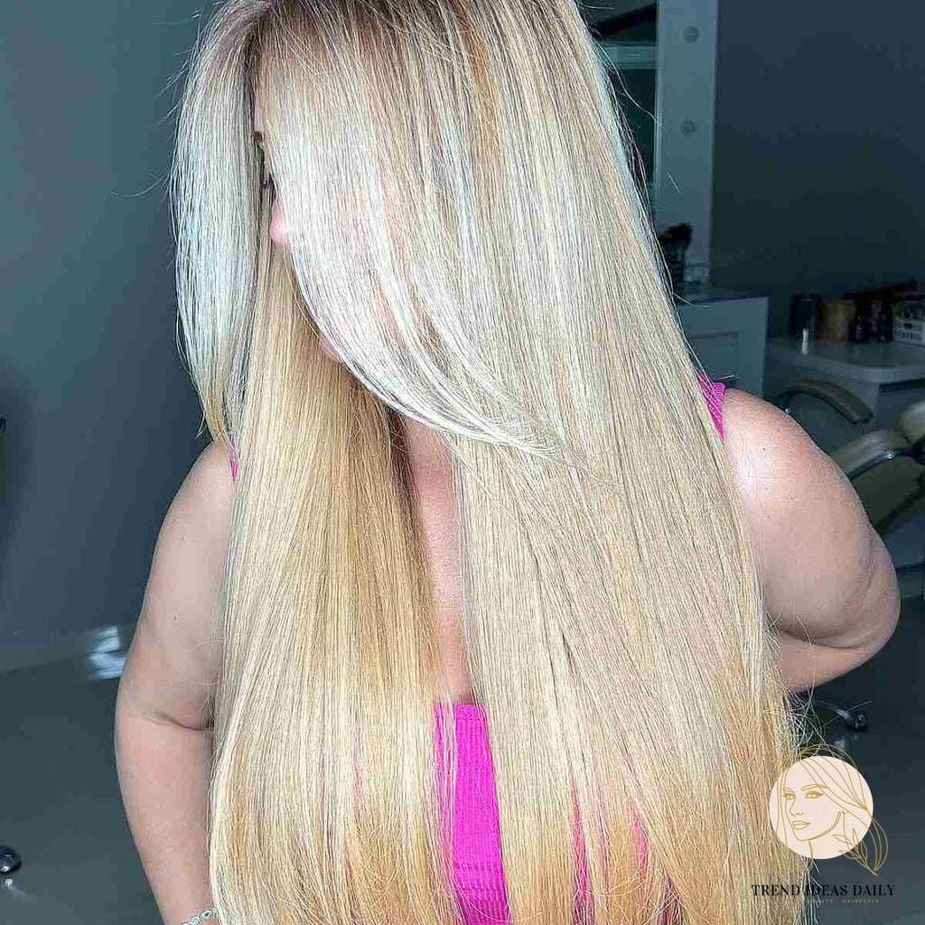 Shadow-Rooted Blonde Highlights on Extra Long Hair