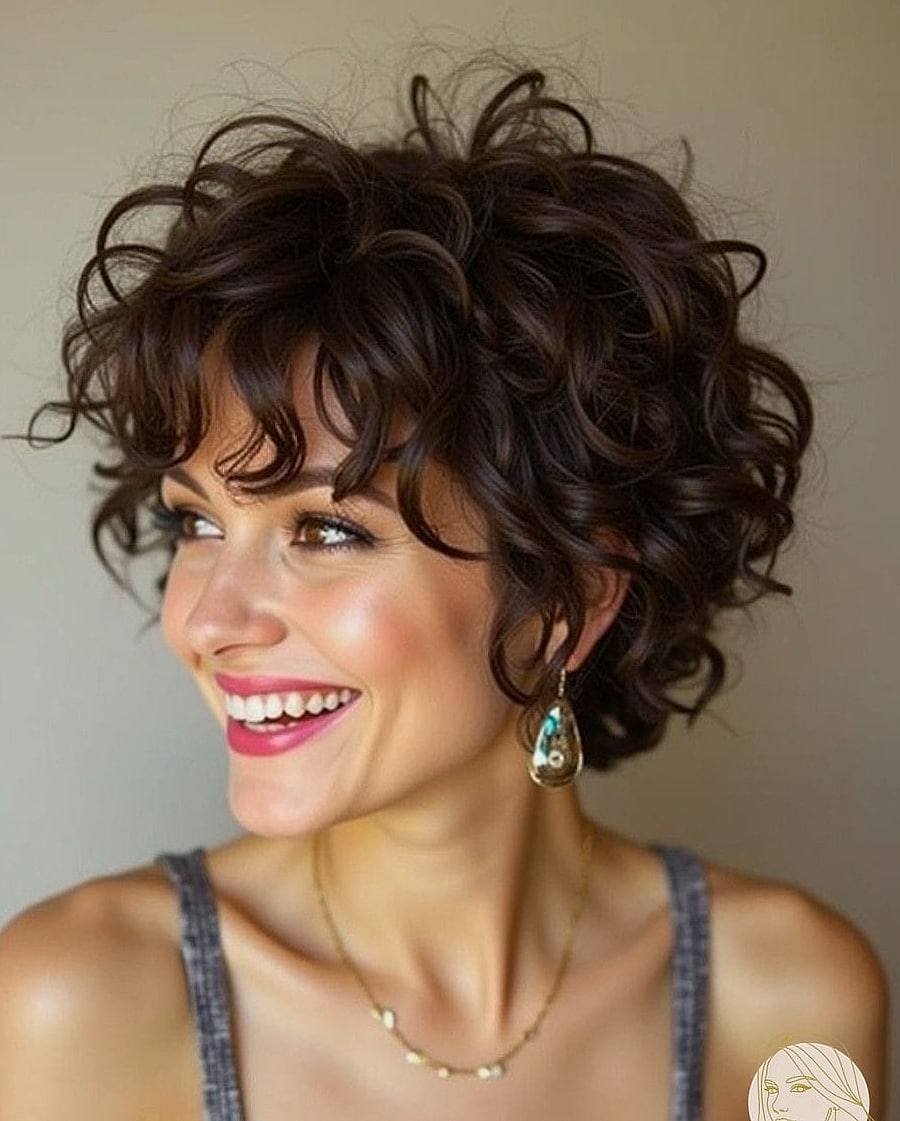 16 Hair Styles For Short Hair Curly That Are Actually Easy to DIY 12 Short Curly Hair with Bangs for Full Cheeks