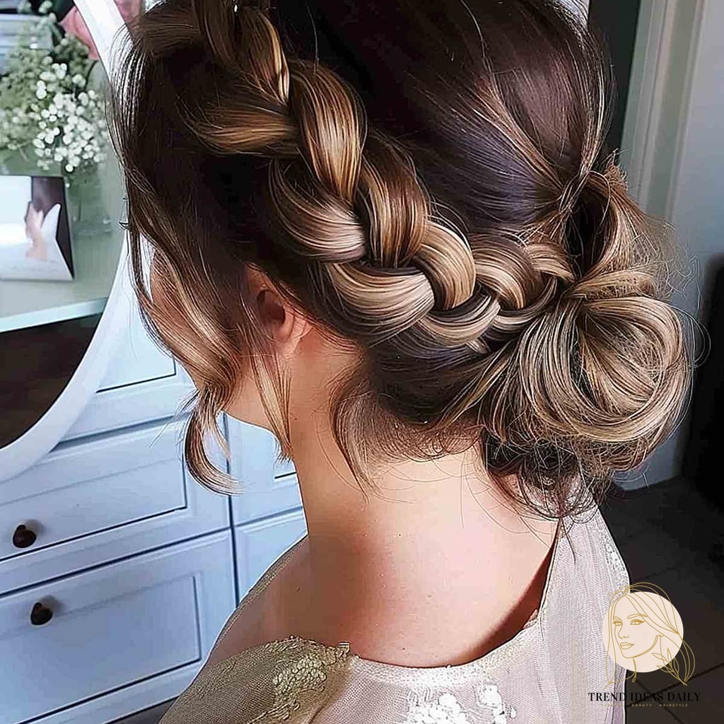 20 Half Pony Hairstyles For Short Hair That Are Actually Easy to DIY 9 Short Messy Updo with Headband Braid