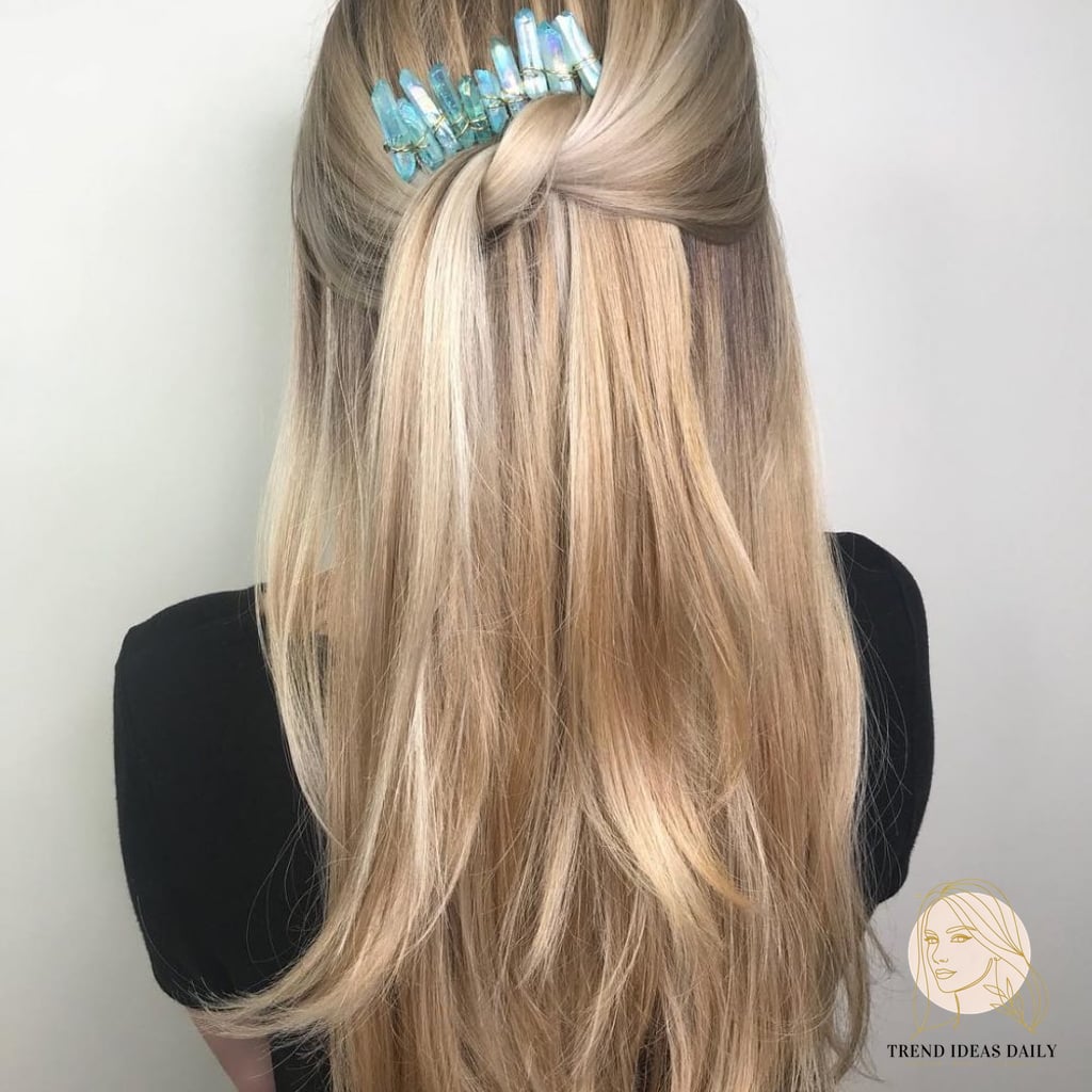 Simple Half Updo for Long Straight Hair