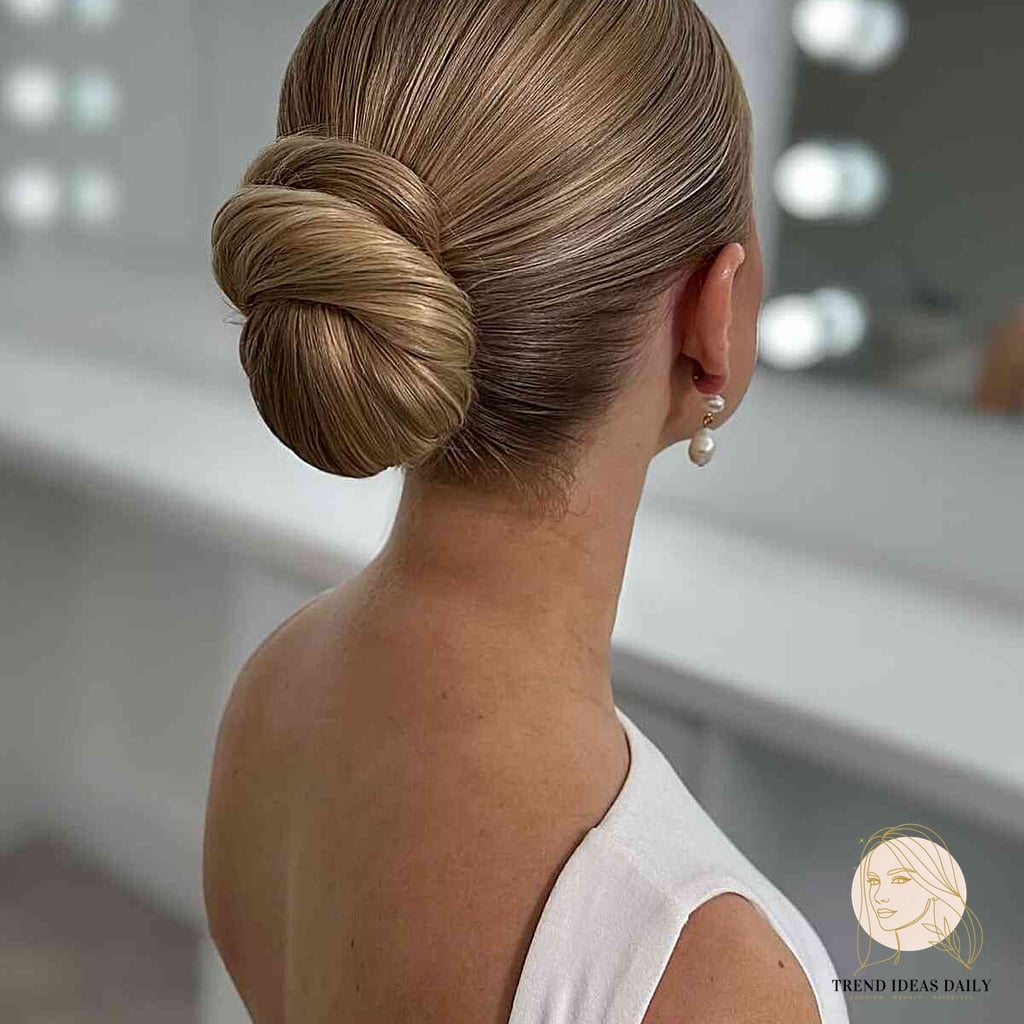 16 Stunning Easy Hair Updos For Medium Hair Worth Bookmarking Today 2 Sleek Twisted Low Bun for Medium Hair