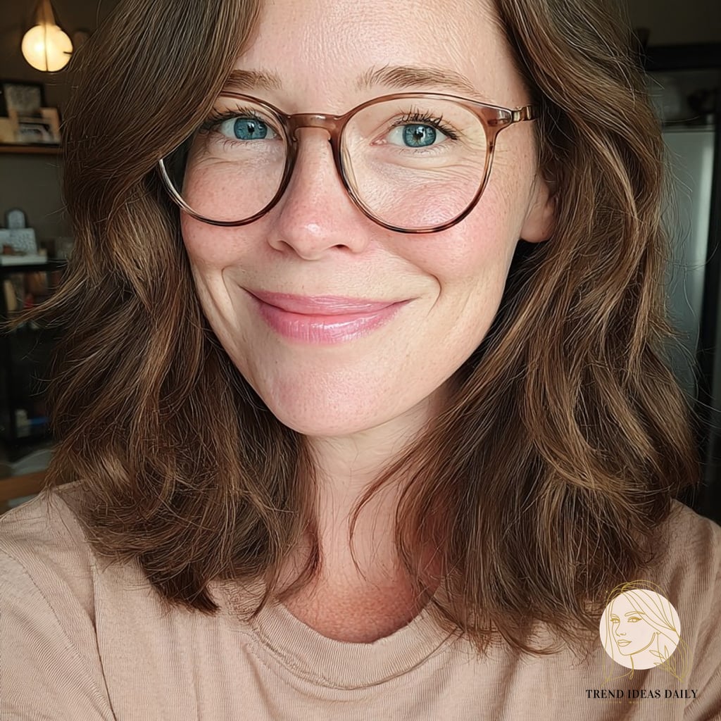 15 Cute Medium Hairstyles Looks That Will Seriously Inspire You 2 Soft Chestnut Waves with Delicate Frames