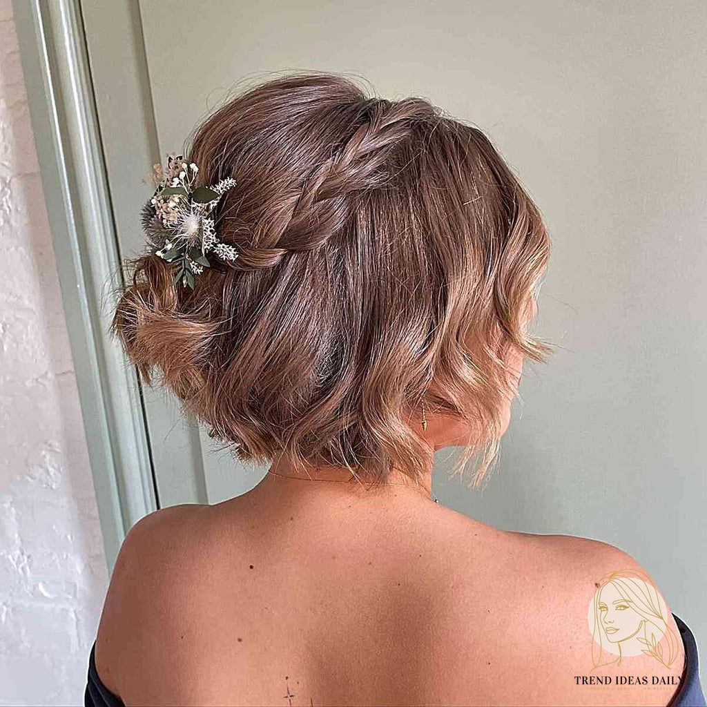 Textured and Braided Updo for a Bob Cut