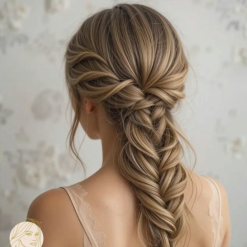 Textured French Twist Updo with Curtain Bangs