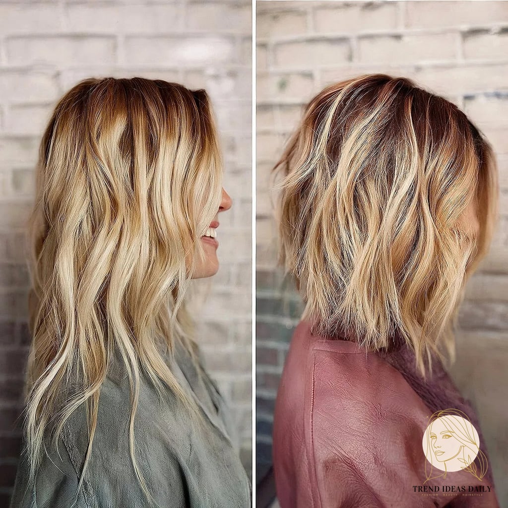 Textured Long Wavy Inverted Bob with Layers